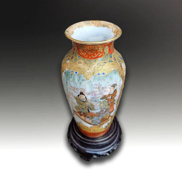 Antique 19th Century Meiji Japanese Kutani Satsuma Porcelain Vase For Sale - Image 3 of 8