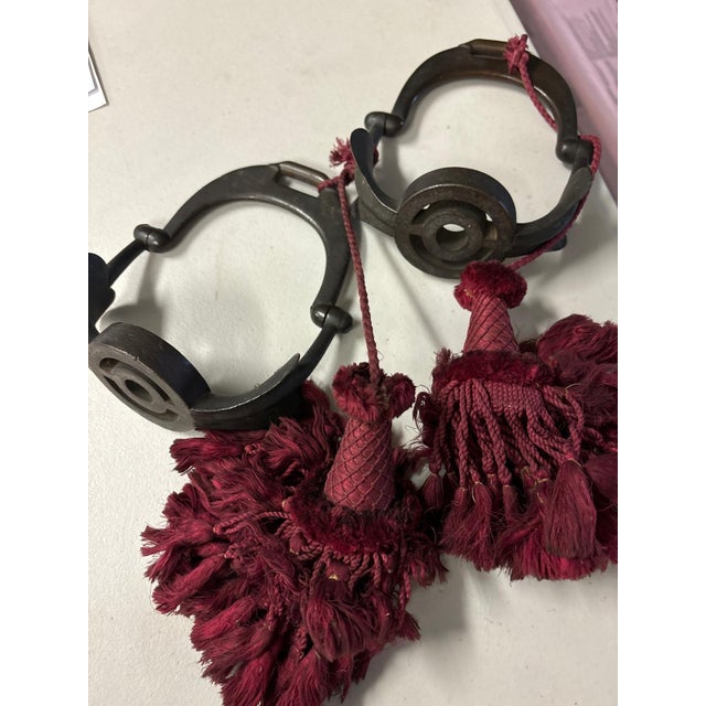 Asian Tibetan Horse Bridle Ornaments Bit Cheeks With Textile Tassels Style and Period For Sale - Image 3 of 3