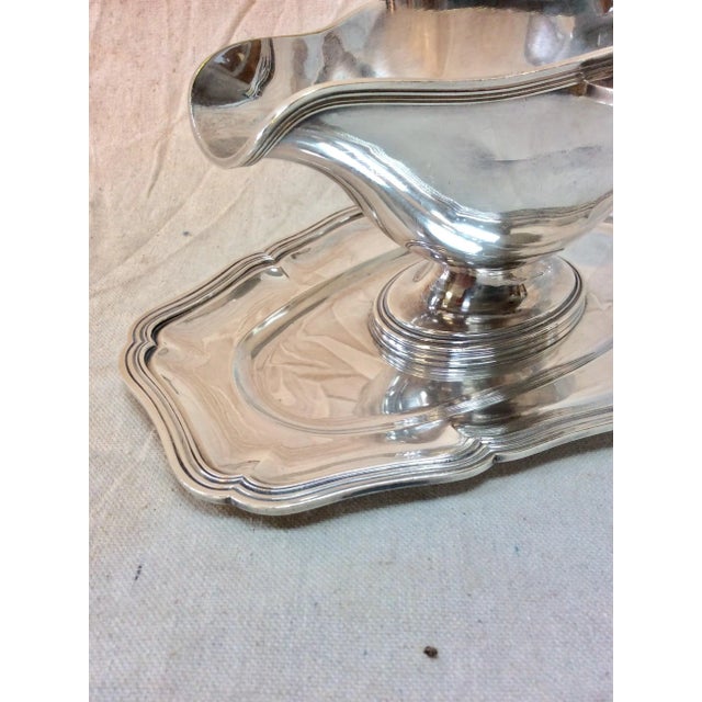 Silver 20th Century French Hotel Silver Silverplate Sauce Boat For Sale - Image 8 of 13