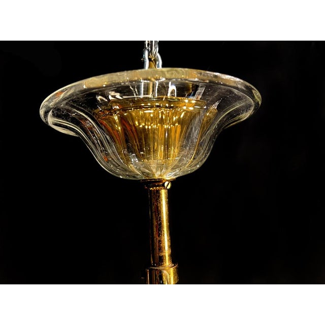Italian Murano Glass Chandelier with Gold Inserts attributed to Barovier & Toso, 1970s For Sale - Image 10 of 18