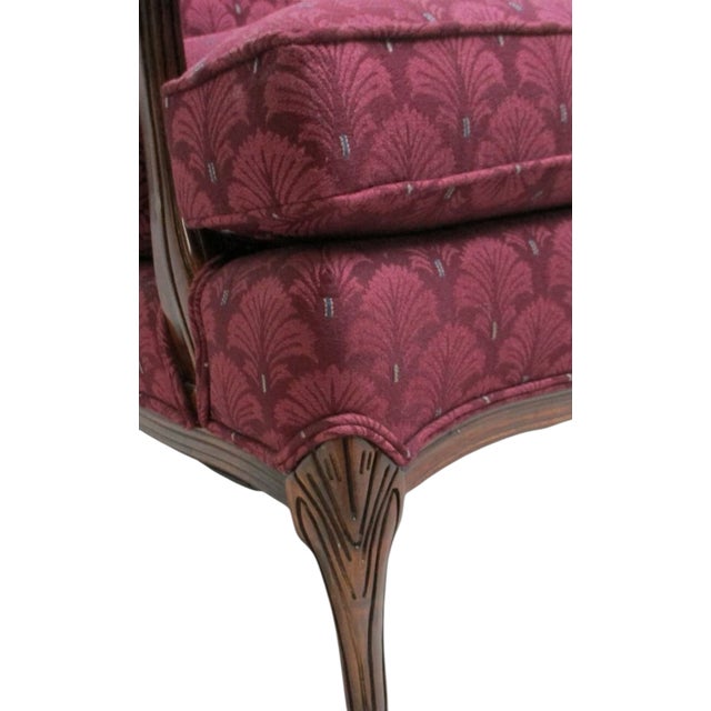 Maroon 1980s Hickory White French Country Carved Living Room Arm Lounge Chair For Sale - Image 8 of 10