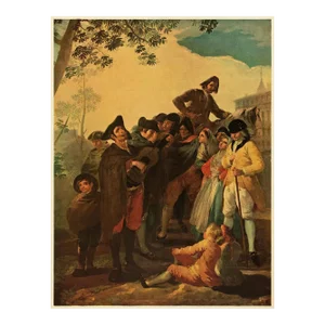 Circa 1940s After Francisco Goya "The Blind Guitarist" Vintage Full-Color Print