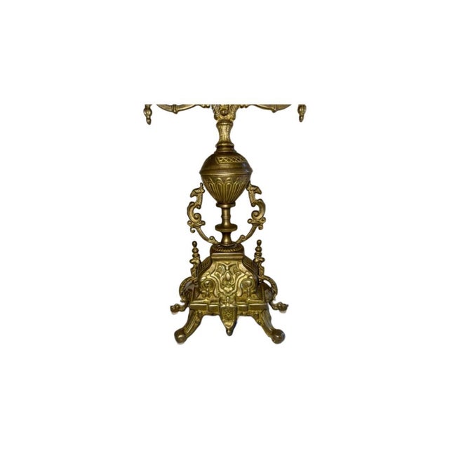 Vintage Baroque Style 5 Arm Brass Candelabrum For Sale - Image 4 of 5
