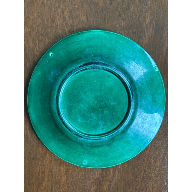 Ceramic Antique Majolica Green Plates-Set of Four For Sale - Image 7 of 18