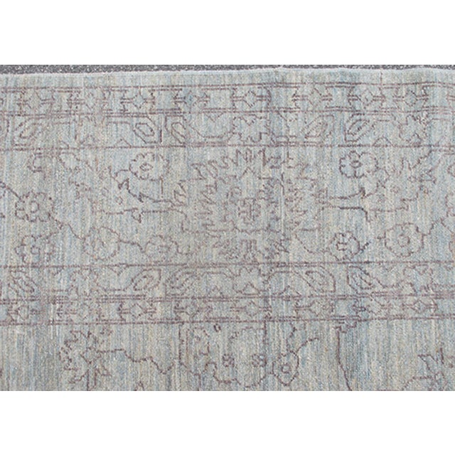 Fine Transitional Rug With Stylized Geometric Motifs in Lavender and Light Blue by Keivan Woven Arts For Sale - Image 4 of 11
