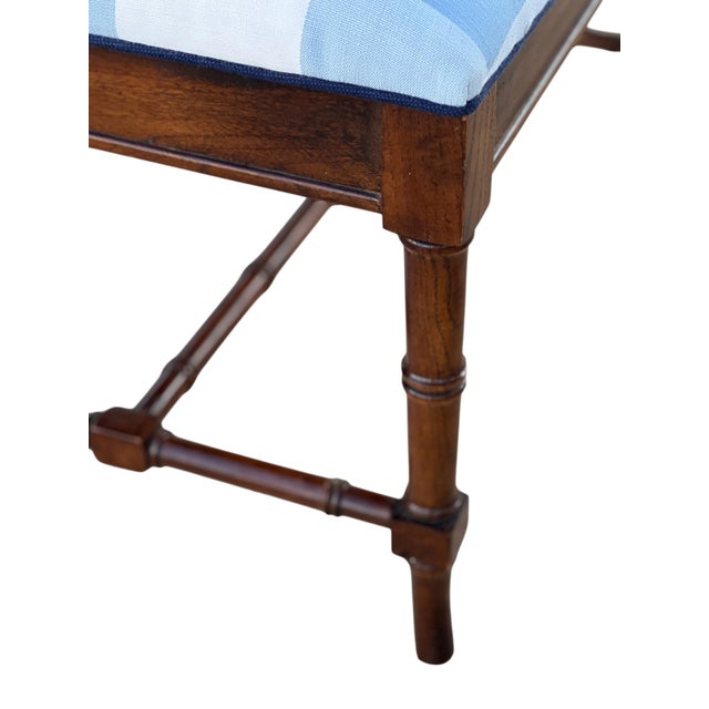 English Faux Bamboo Bench in Serena & Lily For Sale - Image 11 of 11
