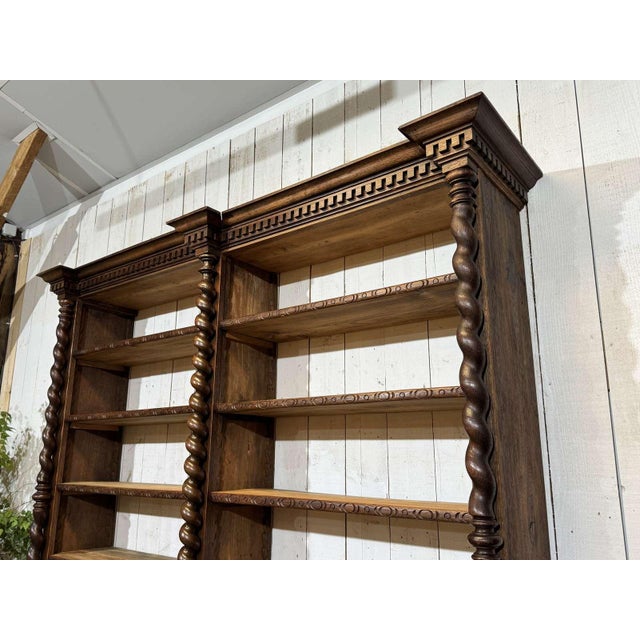 Brown Antique Oak and Fir Wood-Paneled Bookcase, 1900s For Sale - Image 8 of 18