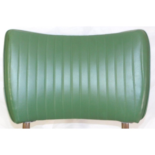 Mid-Century Modern Restored Vintage Cosco Metal Chairs With Dark Sage Green Vinyl Upholstery For Sale - Image 3 of 15