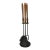 Vintage Mid Century Modern Fireplace Tool Set Wood Handles Brass Black Iron For Sale