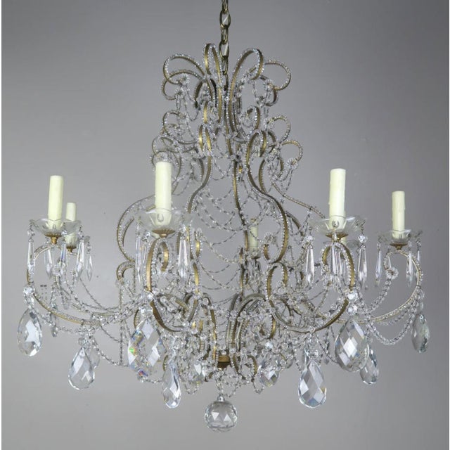 French Crystal Beaded 8-Arm Chandelier, 20th Century For Sale - Image 4 of 12