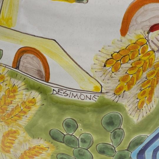 Vintage Giovanni DeSimone Vase - Farm and Harvest Scenes, Signed (Rare Large Size 11¾” X 10”) For Sale - Image 11 of 12