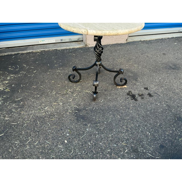 2010s Kreiss Travertine Table With Iron Base For Sale - Image 5 of 10