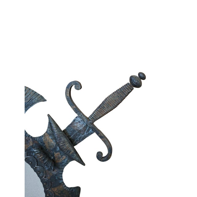 Heraldic Mirror in Wrought Iron, 1970s For Sale - Image 4 of 11