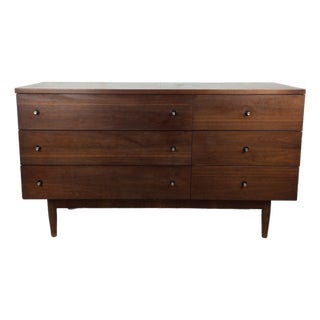 Mid Century Modern Six Drawer Dresser With Chrome Hardware by Stanley For Sale