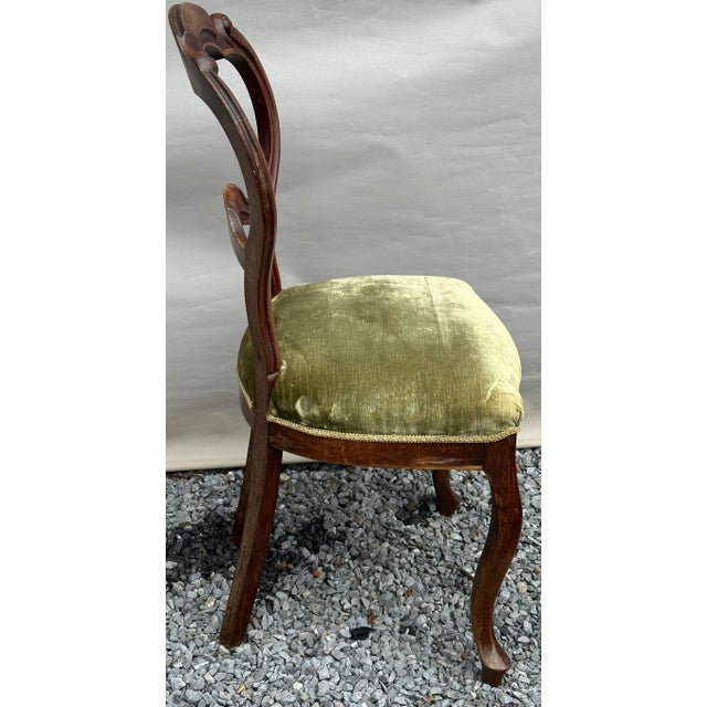 1920s Antique Ballroom Ballonback Chair with Green Velvet Seat, 1920s For Sale - Image 5 of 8