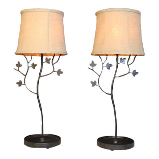 1930s Eastlake Hand Forged Iron Lamps - a Pair For Sale