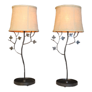 1930s Eastlake Hand Forged Iron Lamps - a Pair