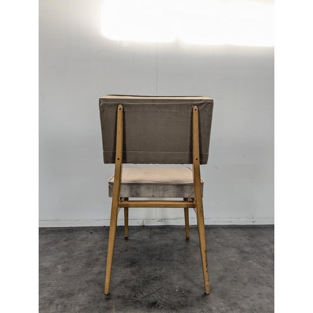 Velvet Armchair in the style of Pierre Guariche For Sale - Image 4 of 7