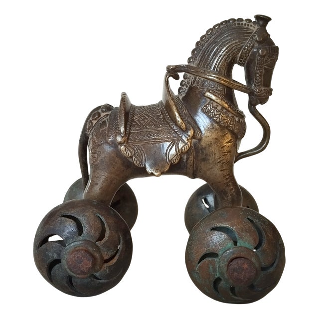 Antique Bronze Horse with Wheels For Sale