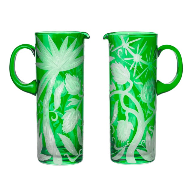 Mid-Century Modern ARTEL Jungle Deco Large Pitcher in Emerald For Sale - Image 3 of 3