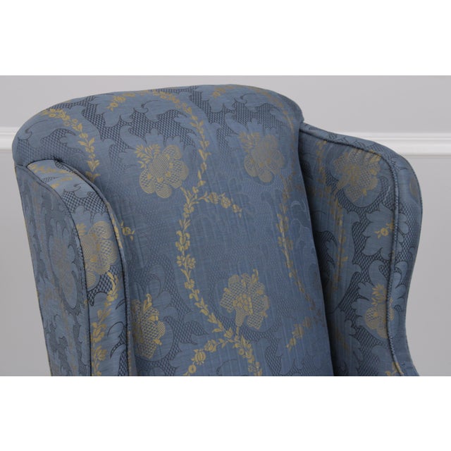 Brown Pair Colonial Williamsburg Style Queen Anne Mahogany Wing Chairs For Sale - Image 8 of 18