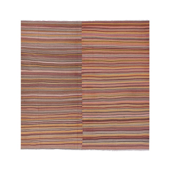 1960s Vintage Oversize Striped Turkish Kilim Rug 9'4'' X 9'10'' For Sale - Image 13 of 13
