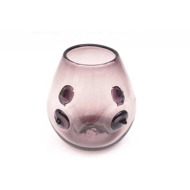 Vintage Rare Wayne Husted for Blenko Signed Purple Nipple Apendage Vase For Sale - Image 13 of 13