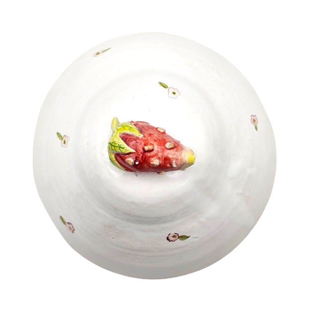 Vintage Studio Art Pottery Covered Comport With Cottage Berry and Strawberry Finial For Sale - Image 11 of 17