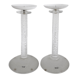 Karl Springer Italian Seguso Silver-Infused Candlesticks, 1980s, a Pair