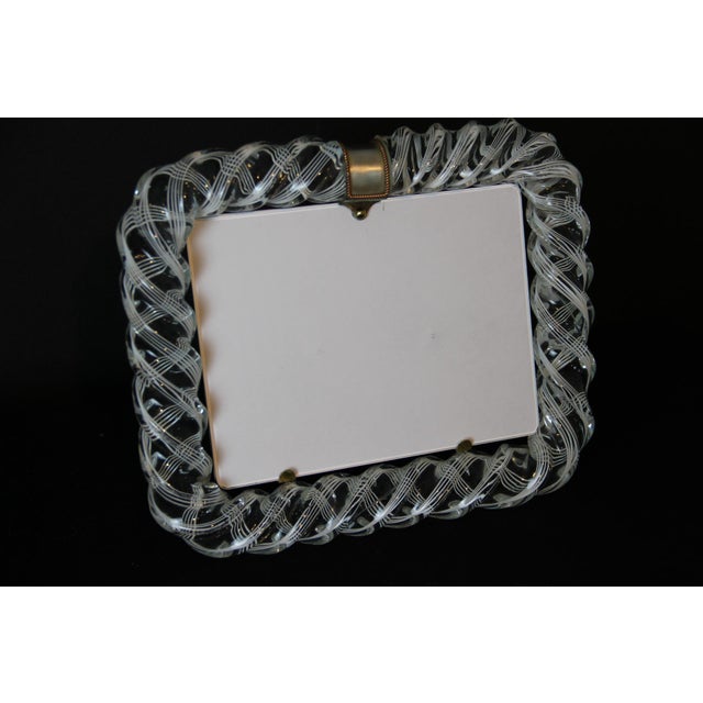 Mid-Century Modern Large White Filigree Murano Glass Photo Frame from Venini, 1950s For Sale - Image 3 of 14