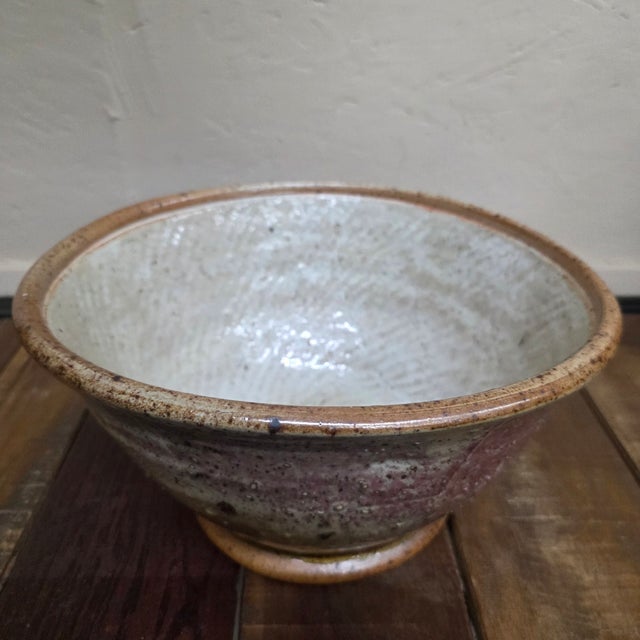 Vintage Studio Pottery Bowl, Signed Large Stoneware, Organic Modern Centerpiece For Sale - Image 11 of 15