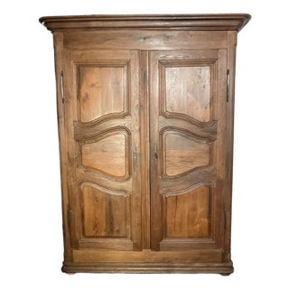 Antique French Provincial Solid Oak Armoire, Late 18th Century For Sale