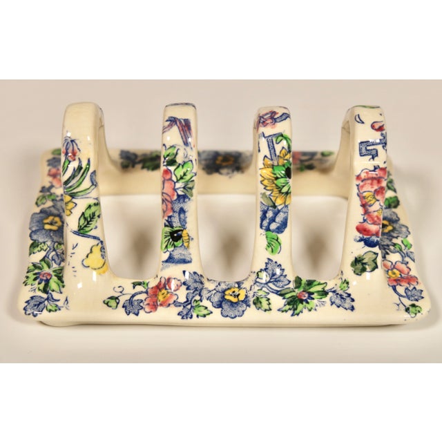 English Antique English Floral Ceramic Toast Rack / Letter Holder For Sale - Image 3 of 9