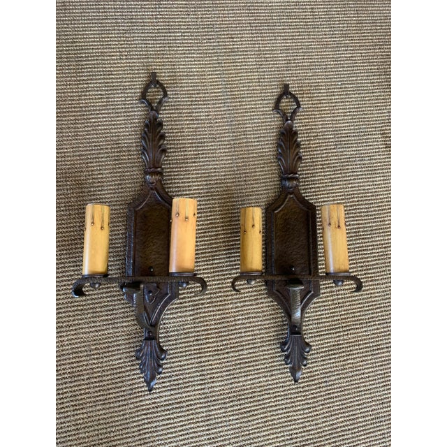 1910s Cast Bronze Wall Sconces - a Pair For Sale - Image 11 of 11