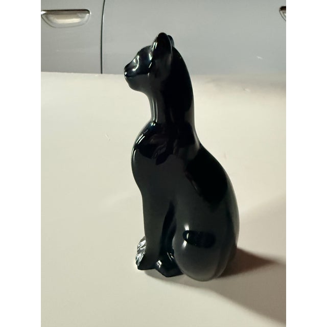 Baccarat Pair of Baccarat Black Crystal Panthers Figurines For Sale - Image 4 of 9