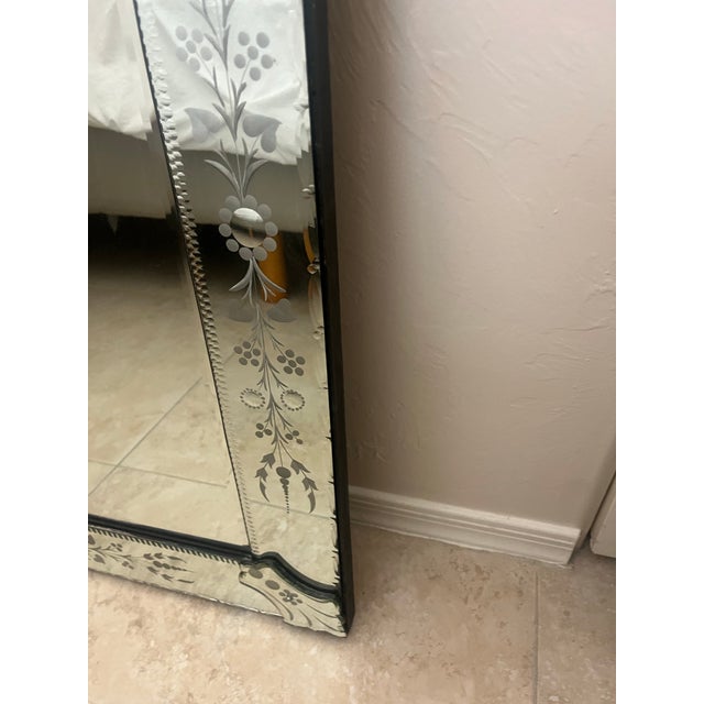 Gorgeous Venetian Floral Etched Wall Mirror - 2 Available For Sale - Image 11 of 12