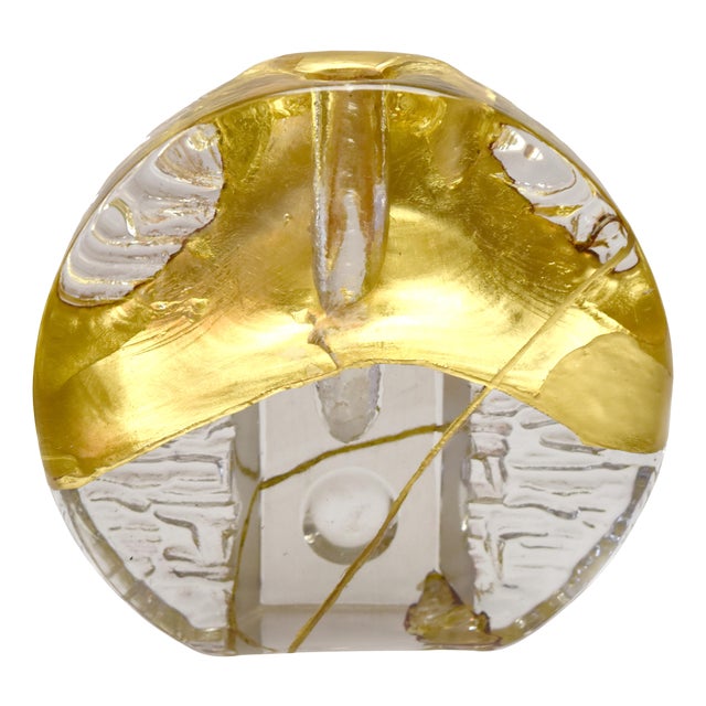 Crystal Vase with Kintsugi Gold by Myriam Greff For Sale