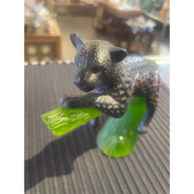 Glass Late 20th Century Black Jaguar Art Glass Figurine by Daum France Gorgeous For Sale - Image 7 of 9