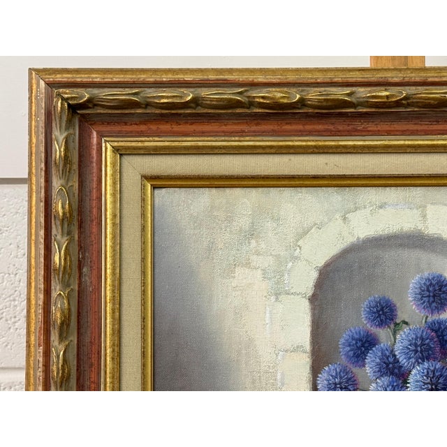 Still Life with Flowers & Fruit in a French Farmhouse Interior by French Artist 1992 Circa For Sale - Image 10 of 13