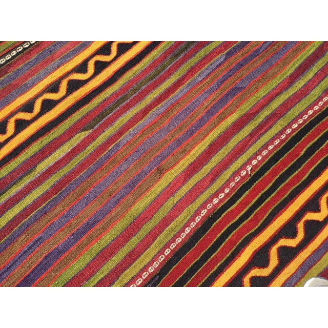 1960s Vintage Striped Turkish Kilim Rug, 115" X 64" For Sale - Image 5 of 11