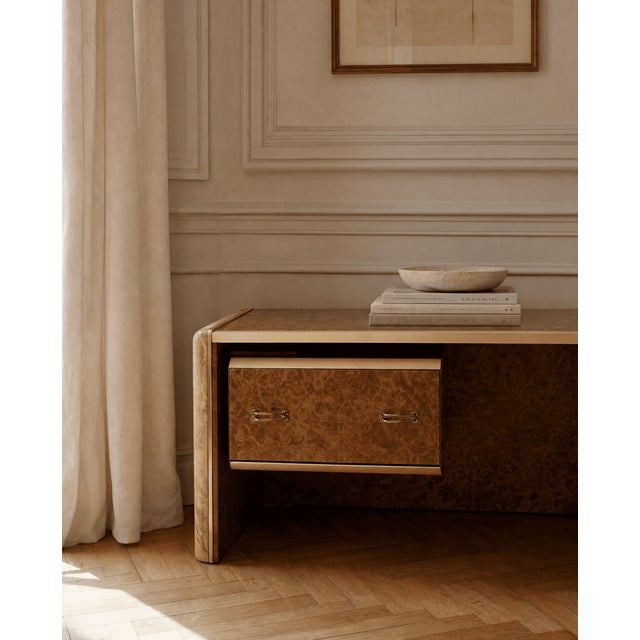Vintage Sideboard in Elm Burl and Brass, 1960s For Sale - Image 3 of 5