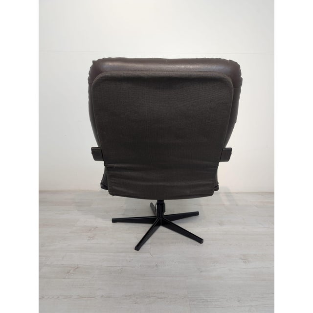 Brown Quilted Leather Armchair, 1970s For Sale - Image 8 of 13
