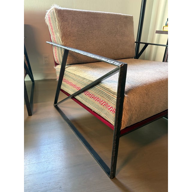 Dove Gray Custom Hair on Hide Accent Chairs- Pair For Sale - Image 8 of 8