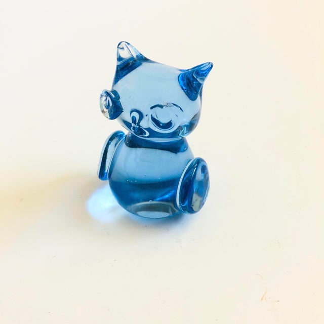 A vintage art glass owl. Lovely pale blue color to the glass.