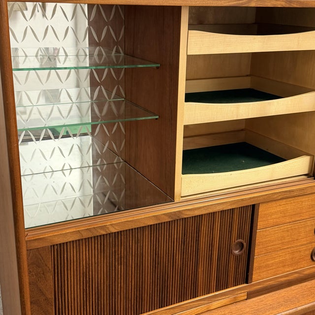 Wood Vintage Danish Modern Johannes Andersen Attributed Teak Highboard Bar Cabinet Credenza, Circa 1960's Mid Century For Sale - Image 7 of 14