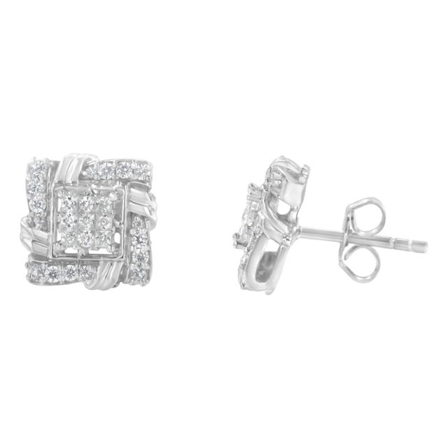 Discover the sheer elegance and timeless charm encapsulated in these sparkling stud earrings, expertly crafted from high-...