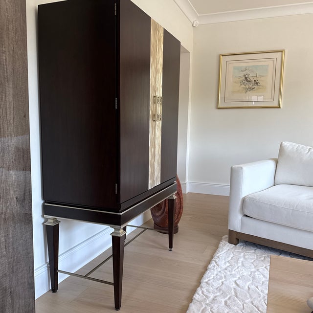 Mid-Century Modern Ethan Allen Evansview Bar Cabinet Hollywood Regency "Showstopper" Indonesian Mahogany. Modernist / Mid-Century Modern For Sale - Image 3 of 5