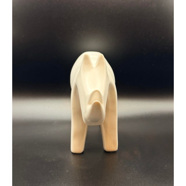 2020s Minimalist Matte White Rhino Sculpture – Modern Ceramic Animal Object For Sale - Image 5 of 6