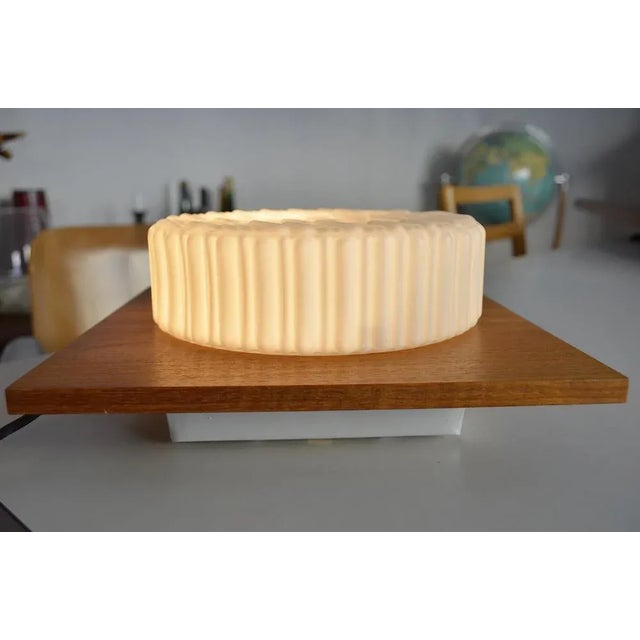 Scandinavian Opal Glass & Teak Lamp, 1960s For Sale - Image 3 of 6