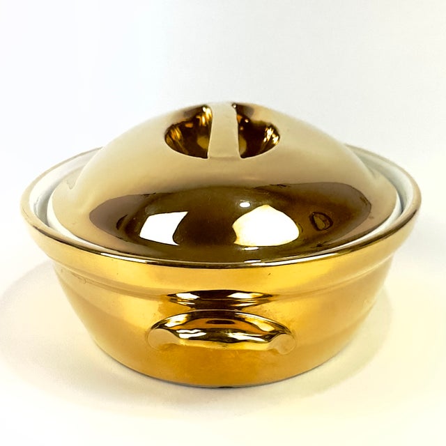 Gold Stunning Vintage Mid-Century Modern Gold Lusterware Covered Casserole Dish by Royal Worcester, Made in England For Sale - Image 8 of 15